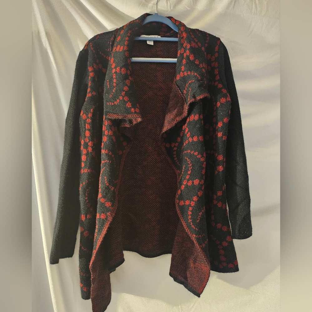 Madison Hill Womens,‎ Waterfall Knit Cardigan Sweater Red, Black size Large